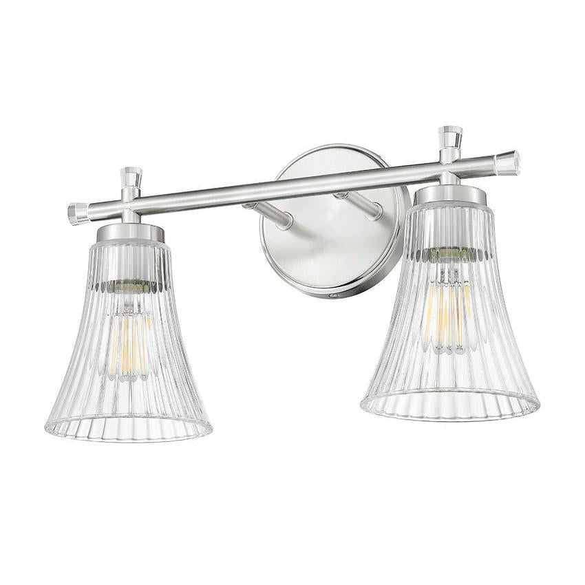 Z-Lite Belle 2-Light Medium Bulb Base Brushed Nickel Steel Frame Clear Glass Shade Vanity Light