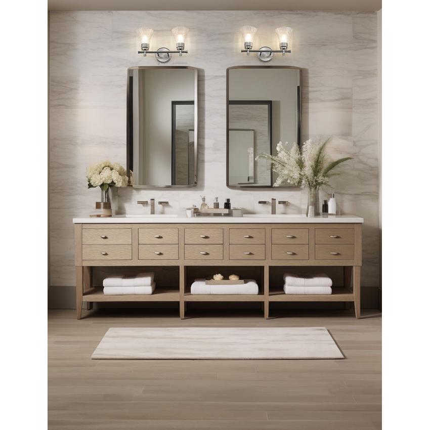 Z-Lite Belle 2-Light Medium Bulb Base Brushed Nickel Steel Frame Clear Glass Shade Vanity Light