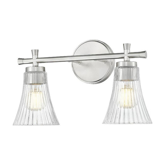 Z-Lite Belle 2-Light Medium Bulb Base Brushed Nickel Steel Frame Clear Glass Shade Vanity Light