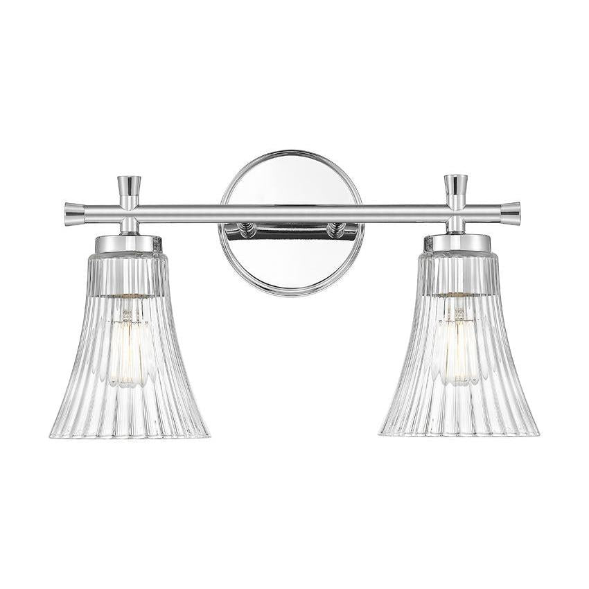 Z-Lite Belle 2-Light Medium Bulb Base Chrome Steel Frame Clear Glass Shade Vanity Light