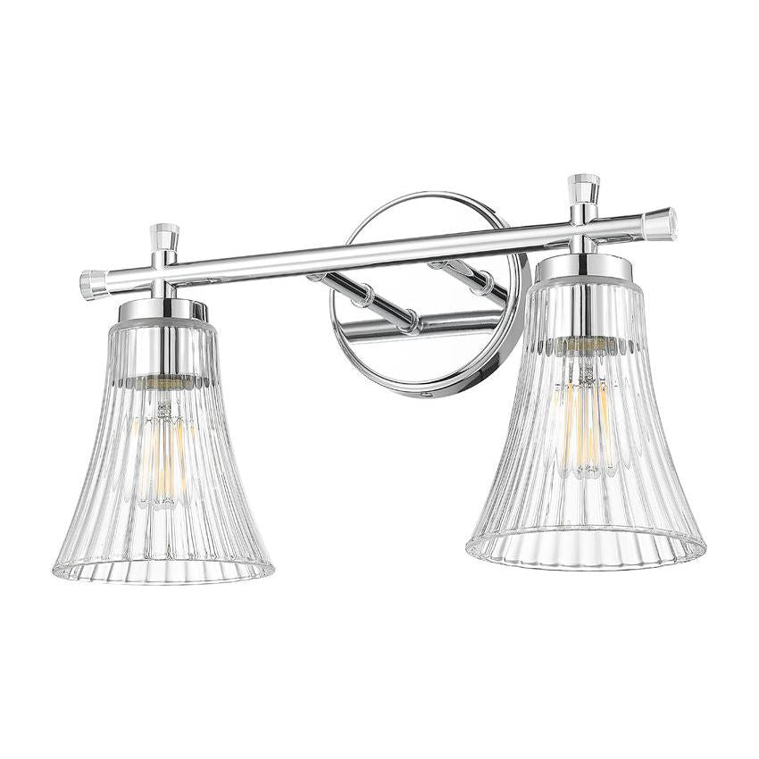 Z-Lite Belle 2-Light Medium Bulb Base Chrome Steel Frame Clear Glass Shade Vanity Light