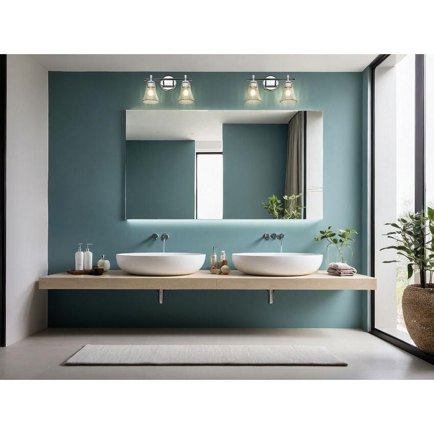 Z-Lite Belle 2-Light Medium Bulb Base Chrome Steel Frame Clear Glass Shade Vanity Light