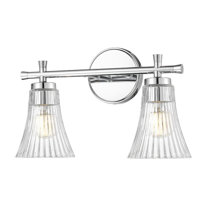 Z-Lite Belle 2-Light Medium Bulb Base Chrome Steel Frame Clear Glass Shade Vanity Light