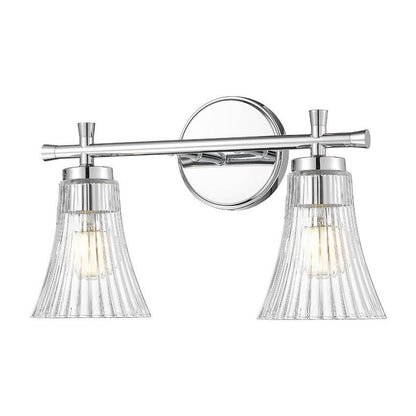 Z-Lite Belle 2-Light Medium Bulb Base Chrome Steel Frame Clear Glass Shade Vanity Light