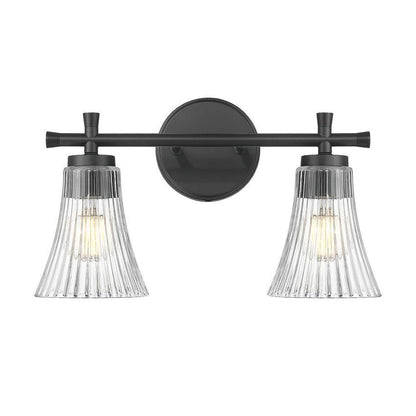 Z-Lite Belle 2-Light Medium Bulb Base Matte Black Steel Frame Clear Glass Shade Vanity Light
