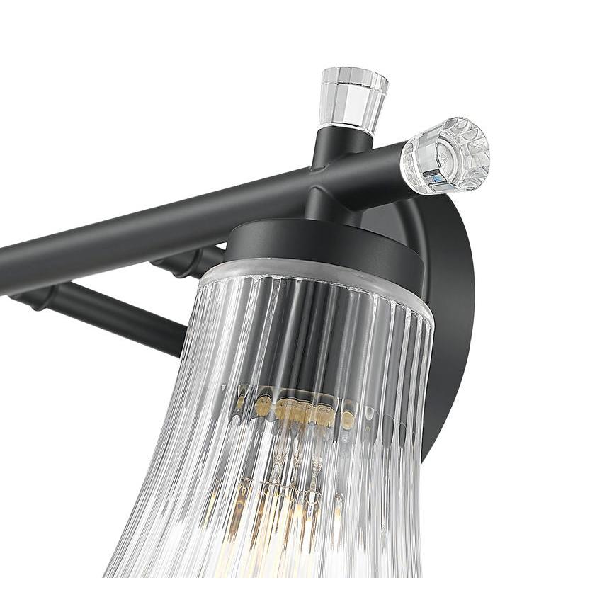 Z-Lite Belle 2-Light Medium Bulb Base Matte Black Steel Frame Clear Glass Shade Vanity Light