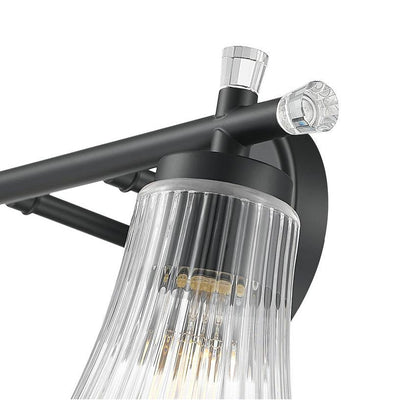 Z-Lite Belle 2-Light Medium Bulb Base Matte Black Steel Frame Clear Glass Shade Vanity Light