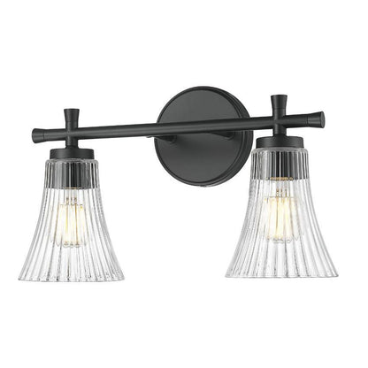 Z-Lite Belle 2-Light Medium Bulb Base Matte Black Steel Frame Clear Glass Shade Vanity Light