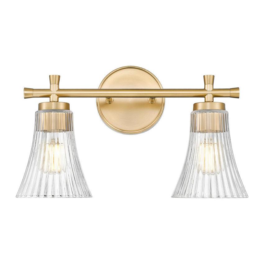 Z-Lite Belle 2-Light Medium Bulb Base Modern Gold Steel Frame Clear Glass Shade Vanity Light