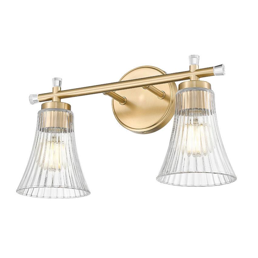 Z-Lite Belle 2-Light Medium Bulb Base Modern Gold Steel Frame Clear Glass Shade Vanity Light
