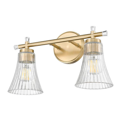 Z-Lite Belle 2-Light Medium Bulb Base Modern Gold Steel Frame Clear Glass Shade Vanity Light