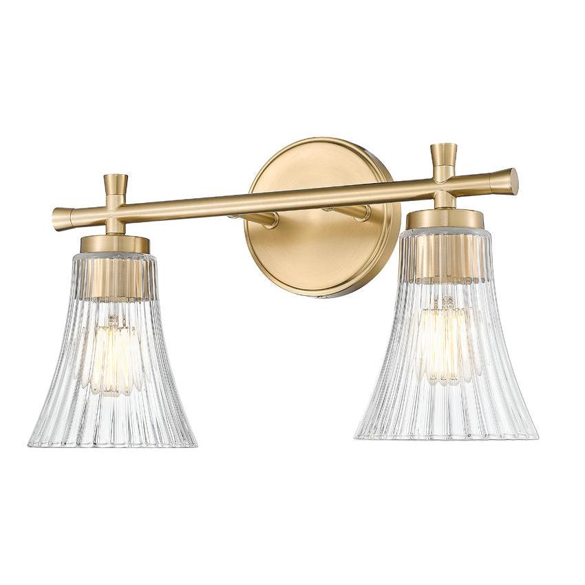 Z-Lite Belle 2-Light Medium Bulb Base Modern Gold Steel Frame Clear Glass Shade Vanity Light