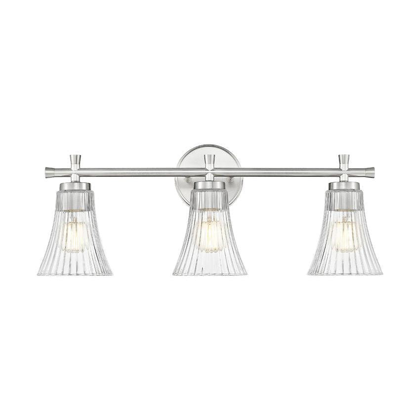 Z-Lite Belle 3-Light Medium Bulb Base Brushed Nickel Steel Frame Clear Glass Shade Vanity Light