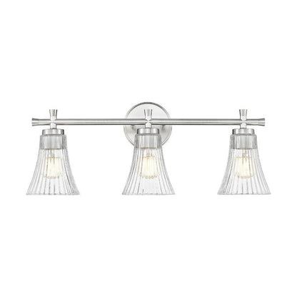 Z-Lite Belle 3-Light Medium Bulb Base Brushed Nickel Steel Frame Clear Glass Shade Vanity Light