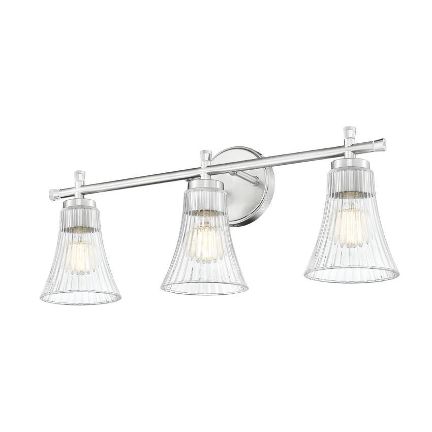 Z-Lite Belle 3-Light Medium Bulb Base Brushed Nickel Steel Frame Clear Glass Shade Vanity Light