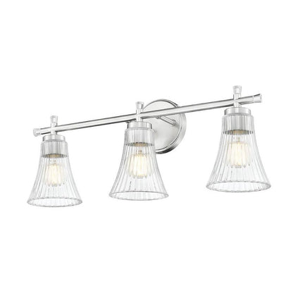 Z-Lite Belle 3-Light Medium Bulb Base Brushed Nickel Steel Frame Clear Glass Shade Vanity Light