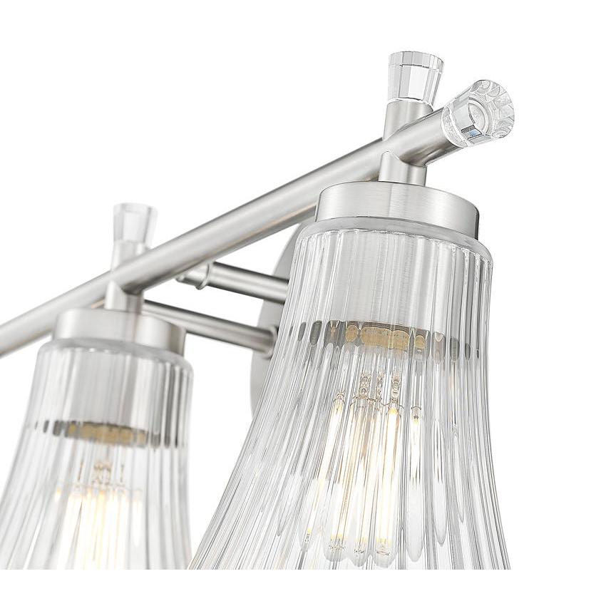 Z-Lite Belle 3-Light Medium Bulb Base Brushed Nickel Steel Frame Clear Glass Shade Vanity Light
