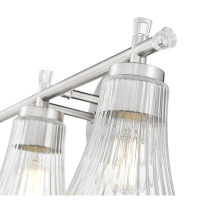 Z-Lite Belle 3-Light Medium Bulb Base Brushed Nickel Steel Frame Clear Glass Shade Vanity Light