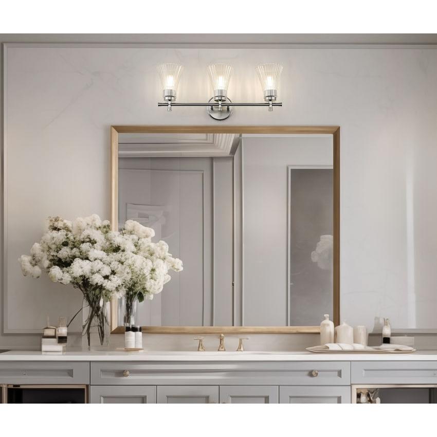 Z-Lite Belle 3-Light Medium Bulb Base Brushed Nickel Steel Frame Clear Glass Shade Vanity Light