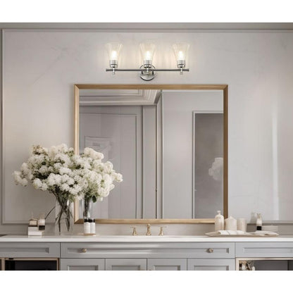 Z-Lite Belle 3-Light Medium Bulb Base Brushed Nickel Steel Frame Clear Glass Shade Vanity Light
