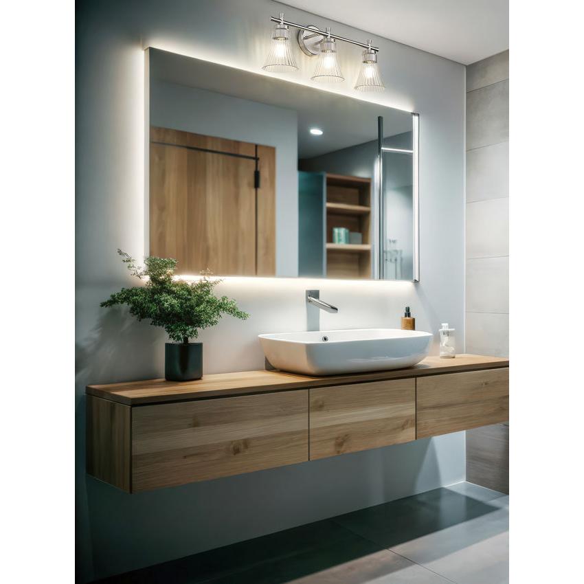 Z-Lite Belle 3-Light Medium Bulb Base Brushed Nickel Steel Frame Clear Glass Shade Vanity Light