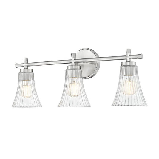 Z-Lite Belle 3-Light Medium Bulb Base Brushed Nickel Steel Frame Clear Glass Shade Vanity Light