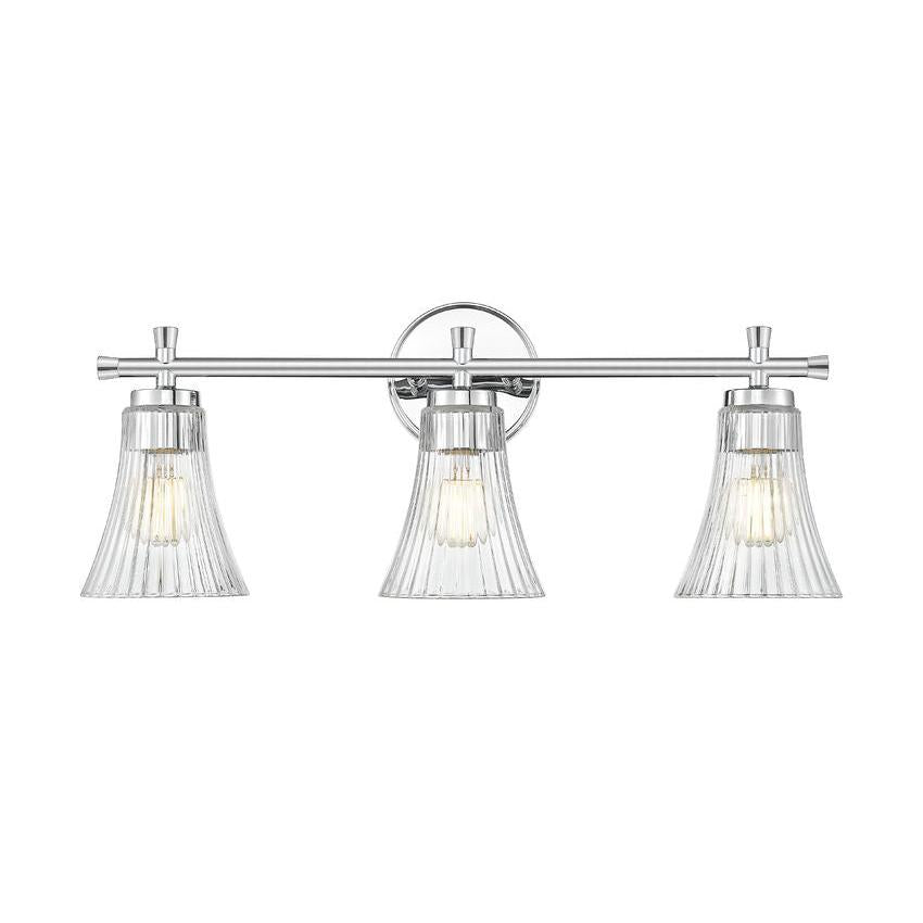Z-Lite Belle 3-Light Medium Bulb Base Chrome Steel Frame Clear Glass Shade Vanity Light