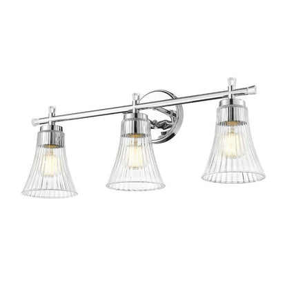 Z-Lite Belle 3-Light Medium Bulb Base Chrome Steel Frame Clear Glass Shade Vanity Light