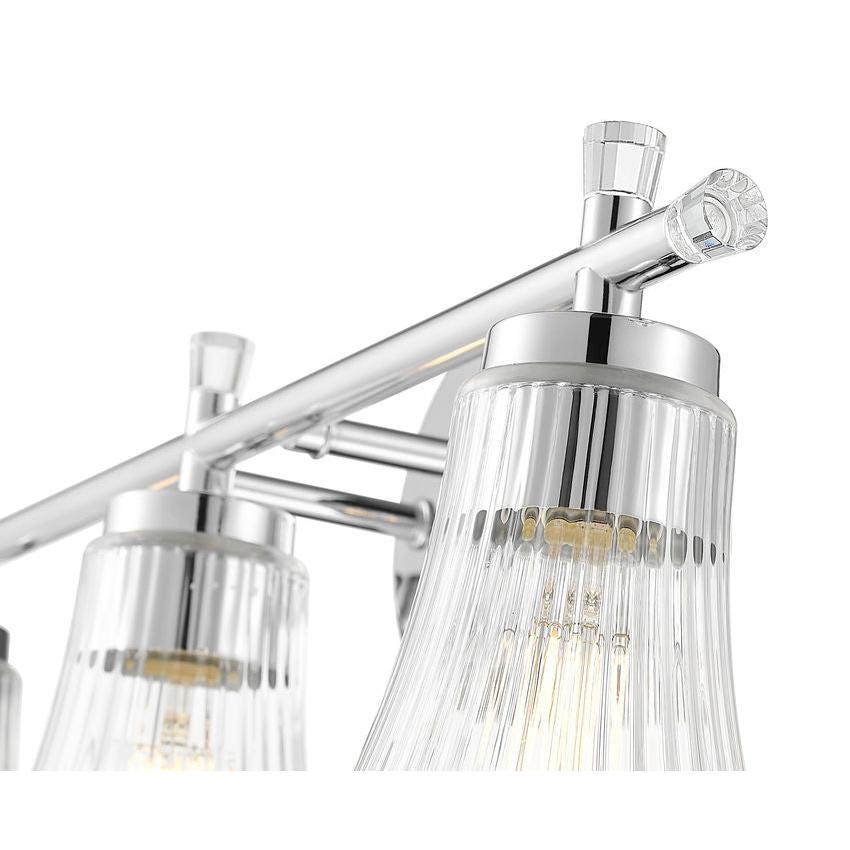 Z-Lite Belle 3-Light Medium Bulb Base Chrome Steel Frame Clear Glass Shade Vanity Light