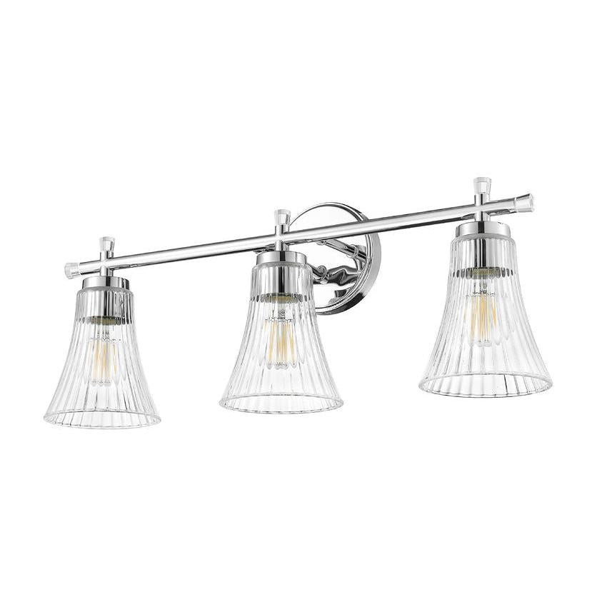 Z-Lite Belle 3-Light Medium Bulb Base Chrome Steel Frame Clear Glass Shade Vanity Light