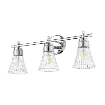 Z-Lite Belle 3-Light Medium Bulb Base Chrome Steel Frame Clear Glass Shade Vanity Light
