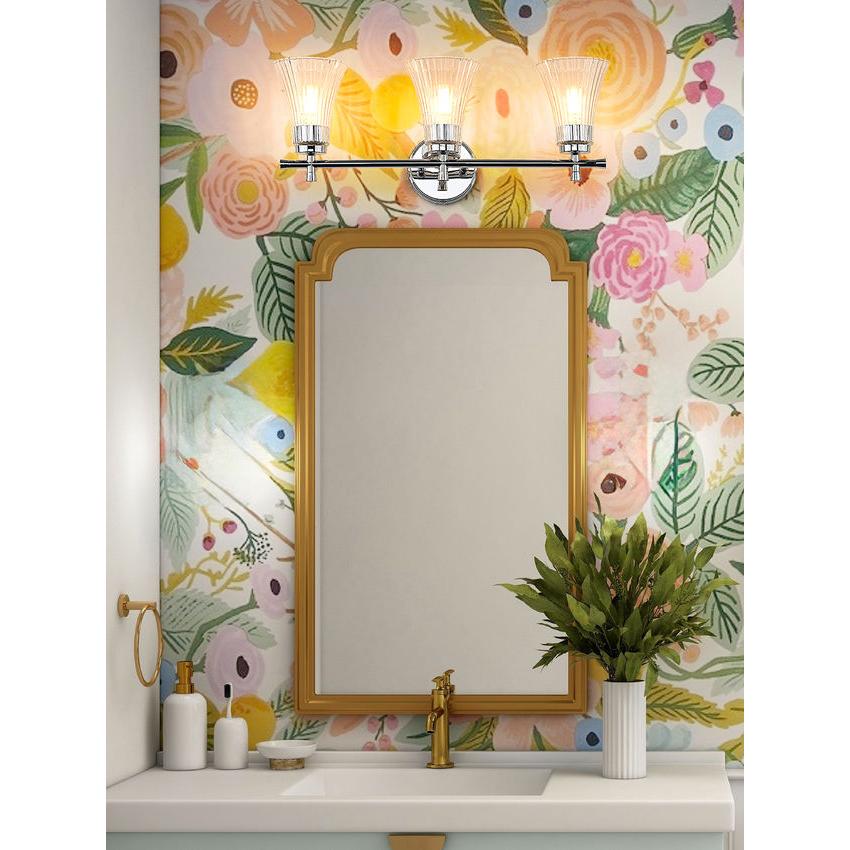 Z-Lite Belle 3-Light Medium Bulb Base Chrome Steel Frame Clear Glass Shade Vanity Light