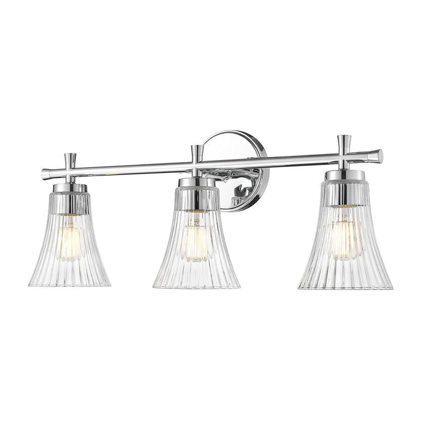 Z-Lite Belle 3-Light Medium Bulb Base Chrome Steel Frame Clear Glass Shade Vanity Light