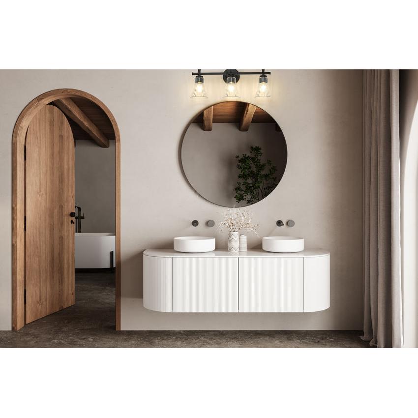 Z-Lite Belle 3-Light Medium Bulb Base Matte Black Steel Frame Clear Glass Shade Vanity Light