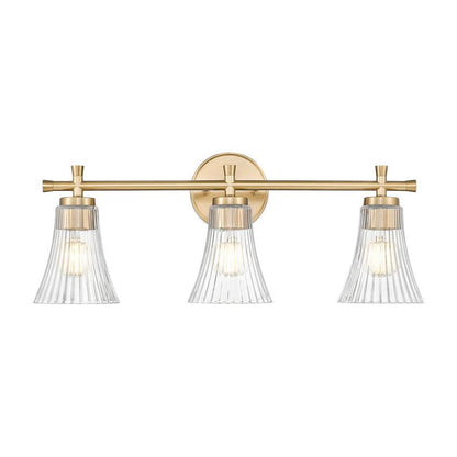 Z-Lite Belle 3-Light Medium Bulb Base Modern Gold Steel Frame Clear Glass Shade Vanity Light