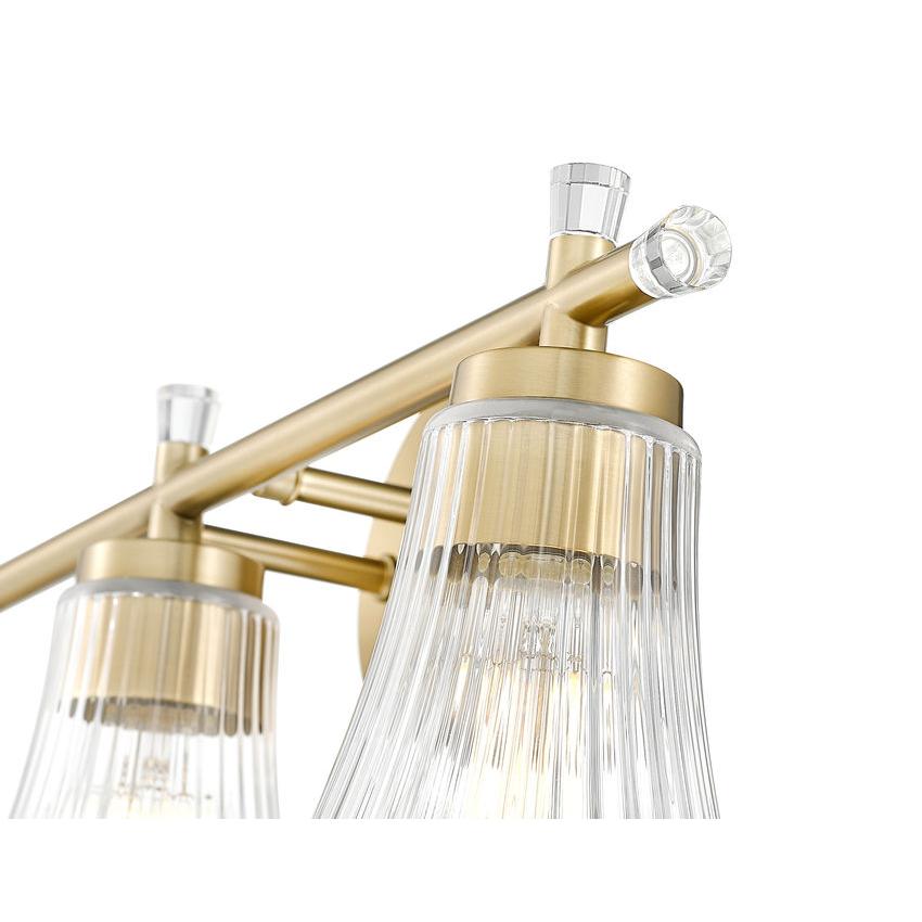 Z-Lite Belle 3-Light Medium Bulb Base Modern Gold Steel Frame Clear Glass Shade Vanity Light