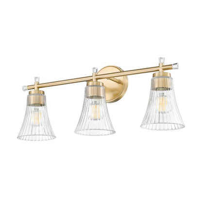 Z-Lite Belle 3-Light Medium Bulb Base Modern Gold Steel Frame Clear Glass Shade Vanity Light