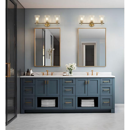 Z-Lite Belle 3-Light Medium Bulb Base Modern Gold Steel Frame Clear Glass Shade Vanity Light