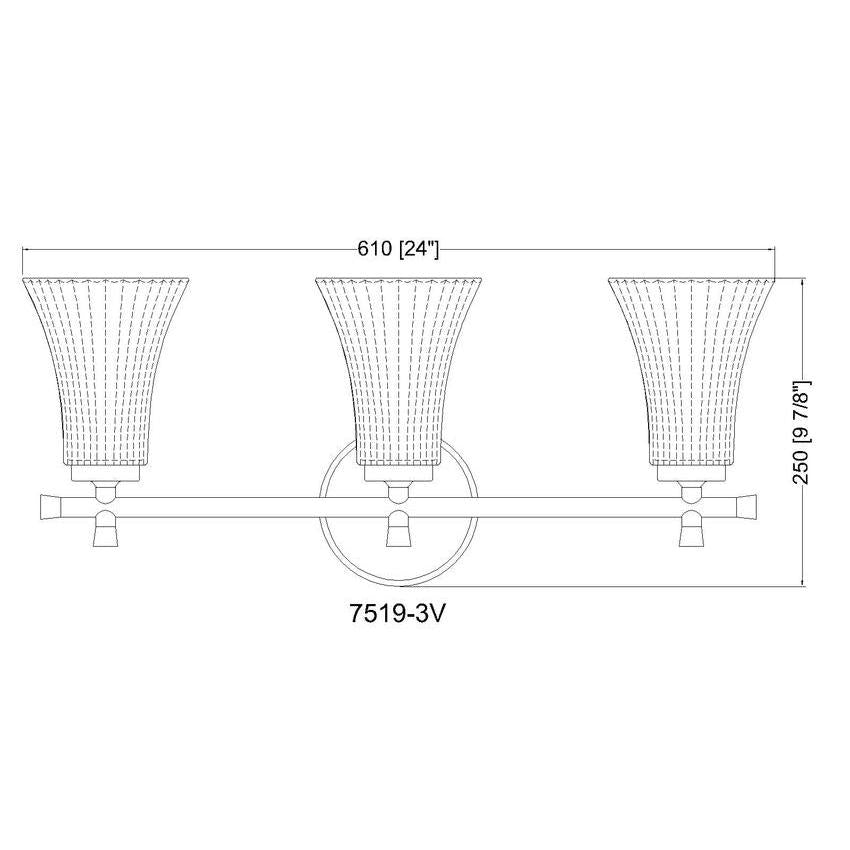 Z-Lite Belle 3-Light Medium Bulb Base Matte Black Steel Frame Clear Glass Shade Vanity Light