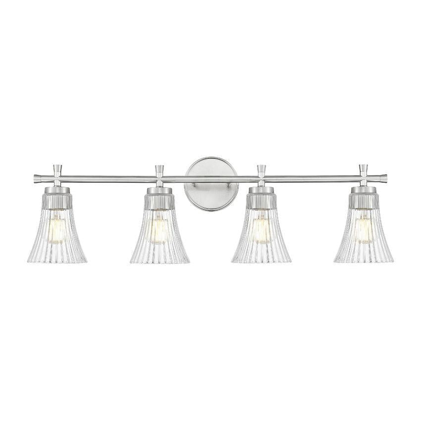 Z-Lite Belle 4-Light Medium Bulb Base Brushed Nickel Steel Frame Clear Glass Shade Vanity Light