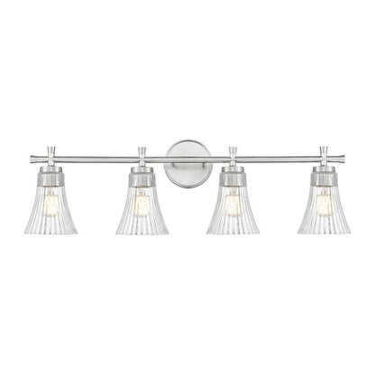 Z-Lite Belle 4-Light Medium Bulb Base Brushed Nickel Steel Frame Clear Glass Shade Vanity Light