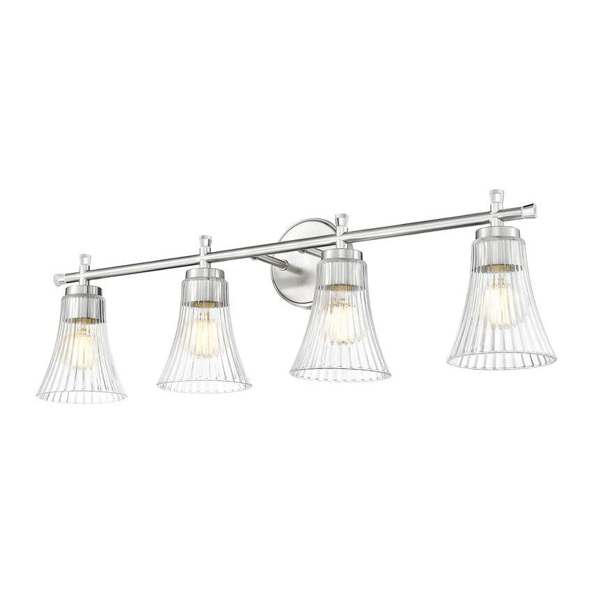 Z-Lite Belle 4-Light Medium Bulb Base Brushed Nickel Steel Frame Clear Glass Shade Vanity Light