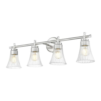 Z-Lite Belle 4-Light Medium Bulb Base Brushed Nickel Steel Frame Clear Glass Shade Vanity Light
