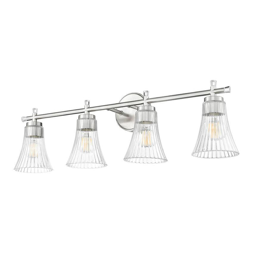 Z-Lite Belle 4-Light Medium Bulb Base Brushed Nickel Steel Frame Clear Glass Shade Vanity Light
