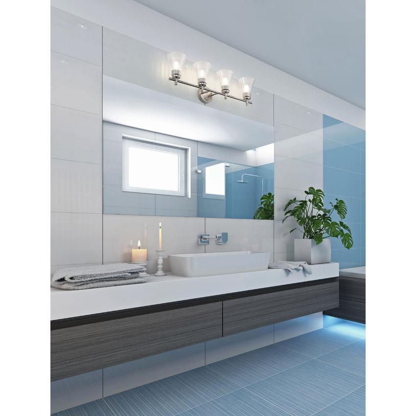 Z-Lite Belle 4-Light Medium Bulb Base Brushed Nickel Steel Frame Clear Glass Shade Vanity Light