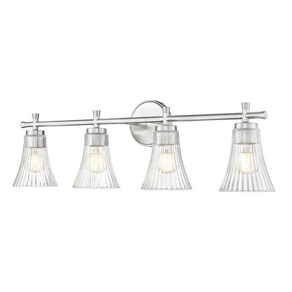 Z-Lite Belle 4-Light Medium Bulb Base Brushed Nickel Steel Frame Clear Glass Shade Vanity Light