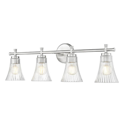 Z-Lite Belle 4-Light Medium Bulb Base Brushed Nickel Steel Frame Clear Glass Shade Vanity Light