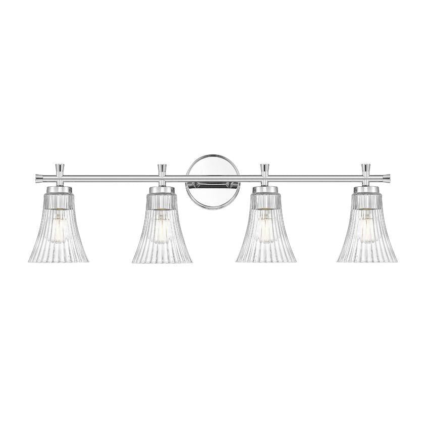 Z-Lite Belle 4-Light Medium Bulb Base Chrome Steel Frame Clear Glass Shade Vanity Light
