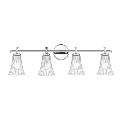 Z-Lite Belle 4-Light Medium Bulb Base Chrome Steel Frame Clear Glass Shade Vanity Light