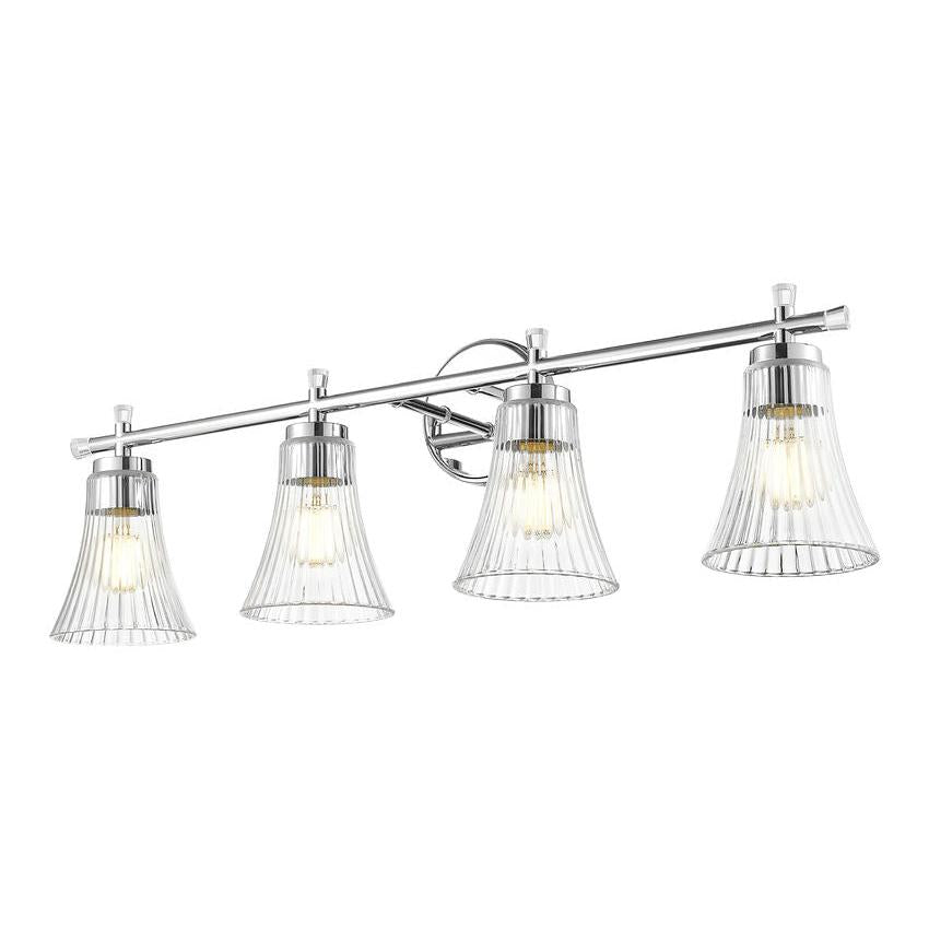 Z-Lite Belle 4-Light Medium Bulb Base Chrome Steel Frame Clear Glass Shade Vanity Light